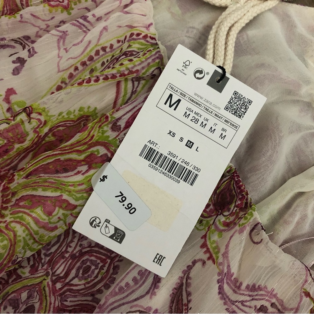 ZARA PRINTED OPEN BACK DRESS- M - Picture 4 of 4